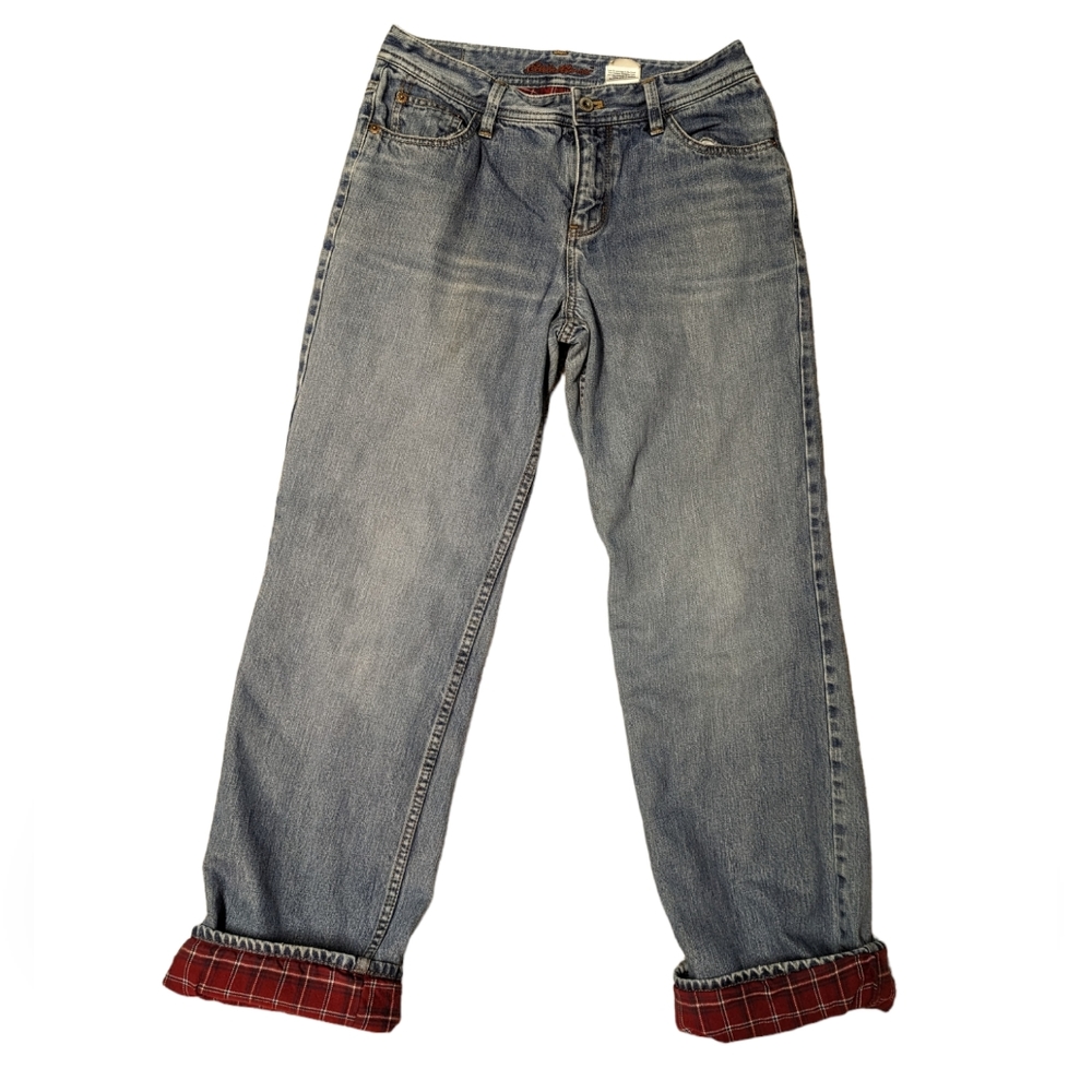 Eddie Bauer Flannel Lined Natural Fit Straight Leg Denim Jeans - Women's Size 6